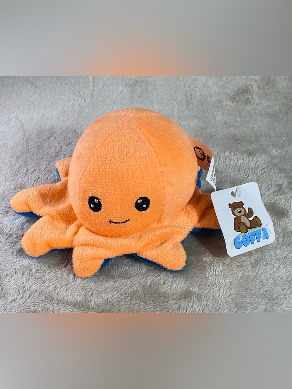 Goffa Orange And Blue Octopus Small 2” Embroidered Eyes And Mouth